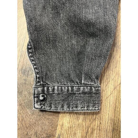 Vintage 90s Esprit Chore Pearl Snap Denim Jacket Shirt Shacket Fade Black Baggy. - Picture 5 of 11